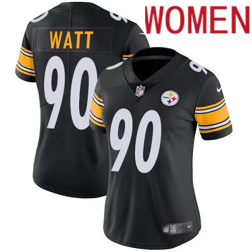 Cheap Women Pittsburgh Steelers 90 T. J. Watt Nike Black Vapor Limited NFL Jersey